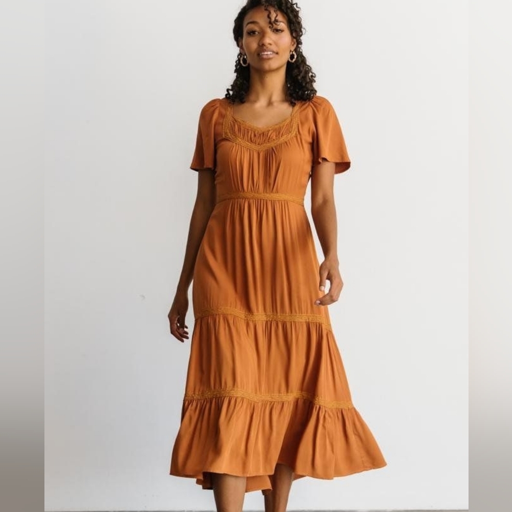 Baltic Born "Lumi" Tiered Dress, Nutmeg, S 🍂